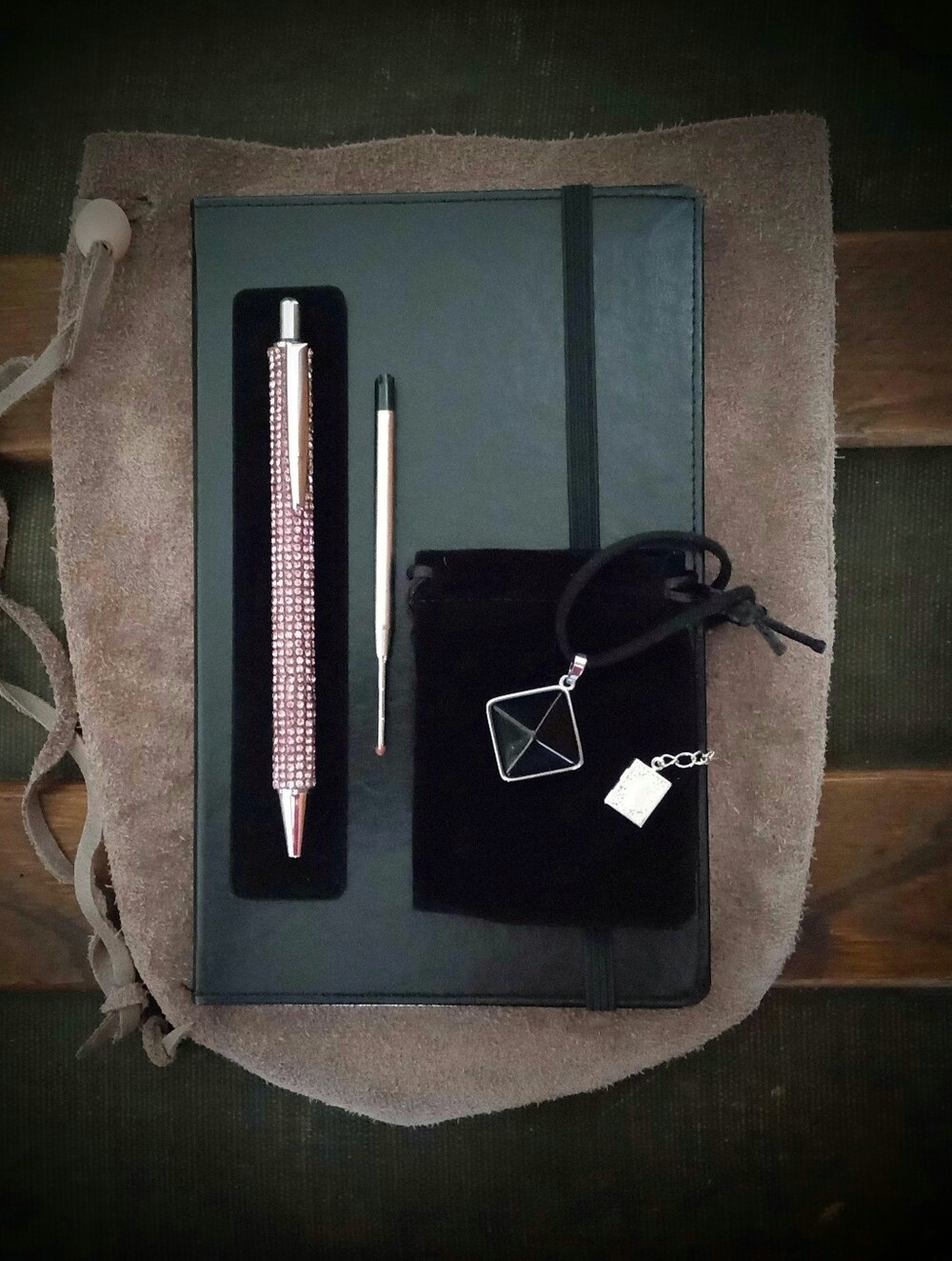 Dear Diary ~ Magick Journaling ~ Book Pen & Crystal ~ Handmade Spell Book